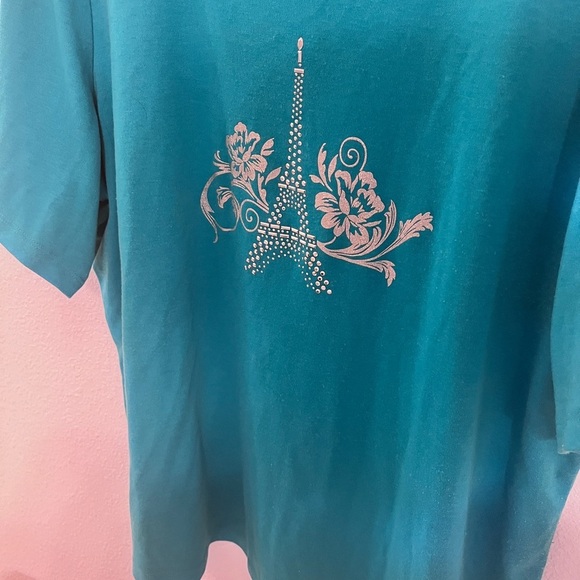 Karen Scott Teal Blue  Eiffel Tower Top Size 3 - Picture 13 of 15